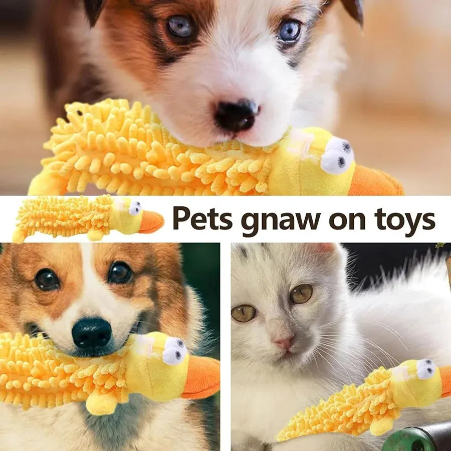 1 Plush Toy with a Dog Gnawing and Making Sounds