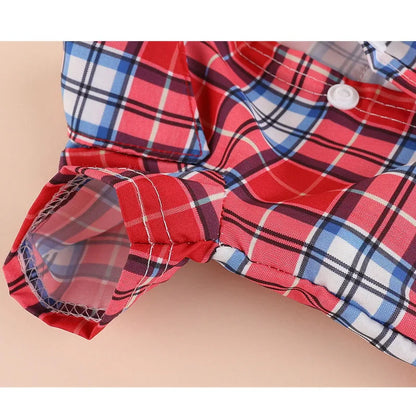 Pet Dog Clothes Jumpsuit Jacket Plaid Shirt