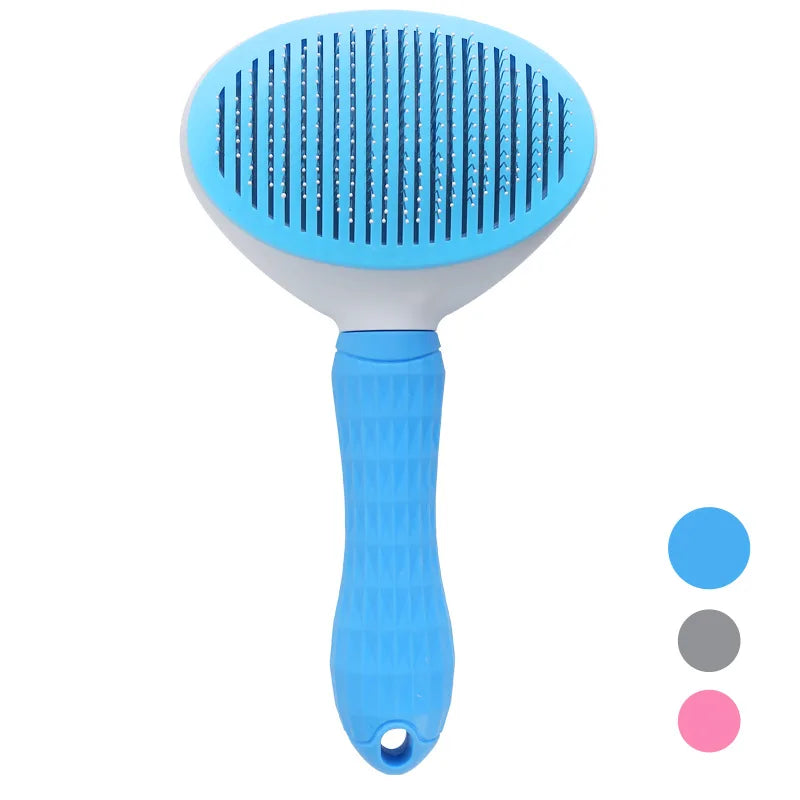 Self-cleaning pet hair removal comb