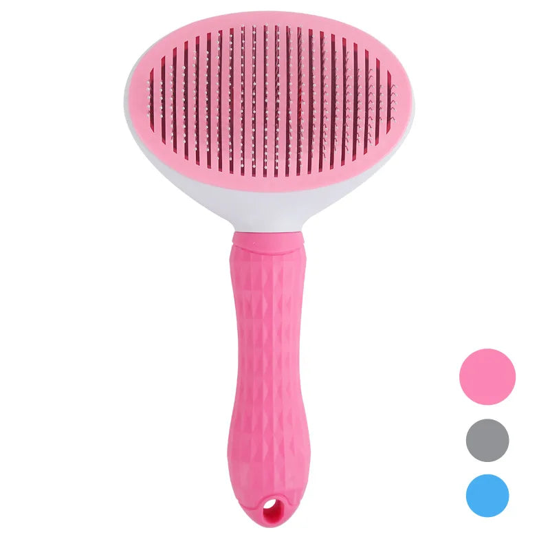 Self-cleaning pet hair removal comb