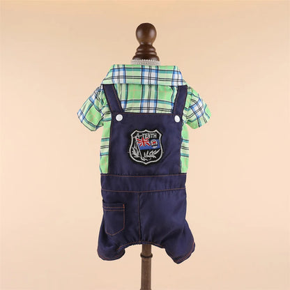 Pet Dog Clothes Jumpsuit Jacket Plaid Shirt