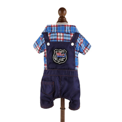 Pet Dog Clothes Jumpsuit Jacket Plaid Shirt