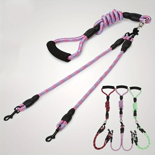 Pet Double Head Dog Walking Leash, One Tow Two Leash