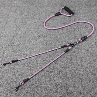 Pet Double Head Dog Walking Leash, One Tow Two Leash