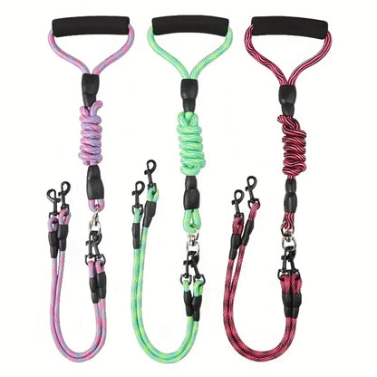 Pet Double Head Dog Walking Leash, One Tow Two Leash