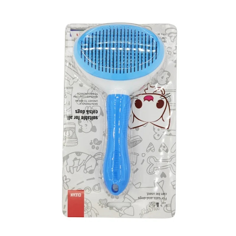 Self-cleaning pet hair removal comb