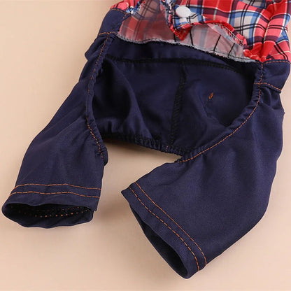 Pet Dog Clothes Jumpsuit Jacket Plaid Shirt