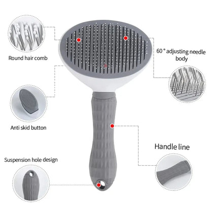 Self-cleaning pet hair removal comb