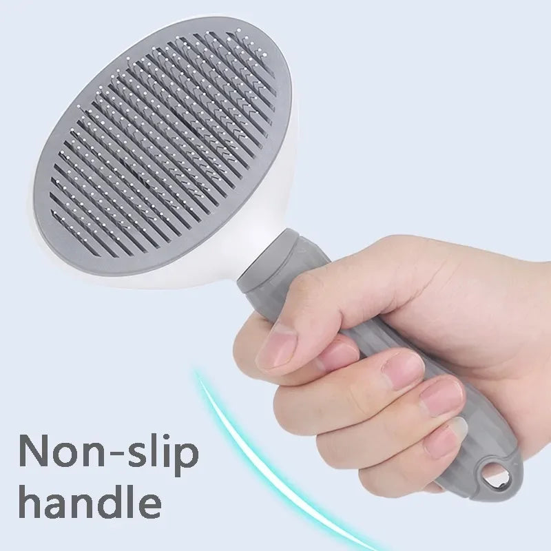 Self-cleaning pet hair removal comb