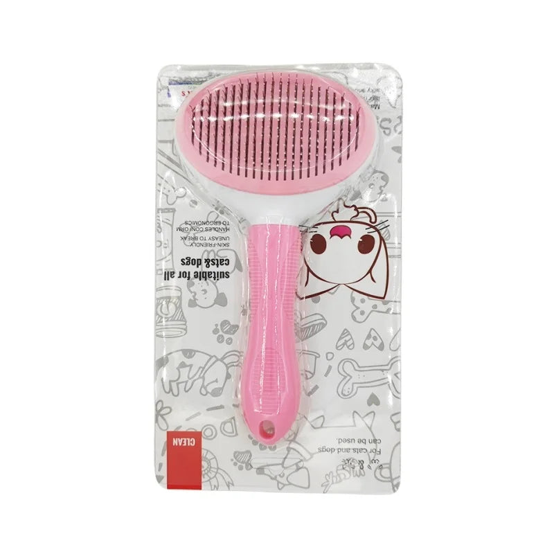 Self-cleaning pet hair removal comb